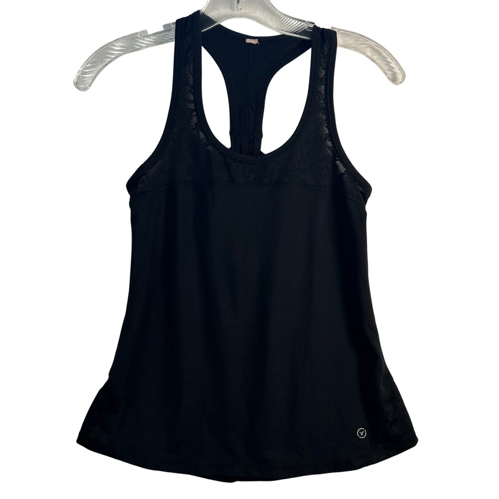 American Eagle Outfitters AEO Active Black Racerback Tank Top Mesh Inset Small